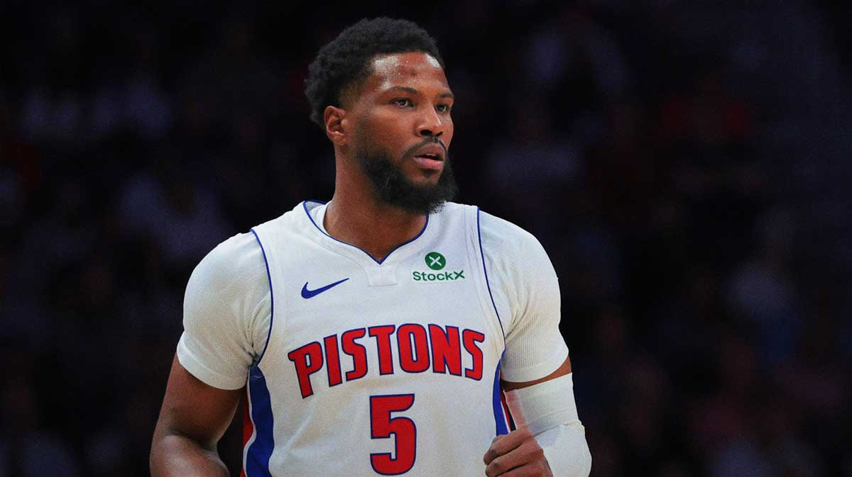 Detroit Pistons guard Malik Beasley (5) looks on against the Miami Heat during the fourth quarter at Kaseya Center. 