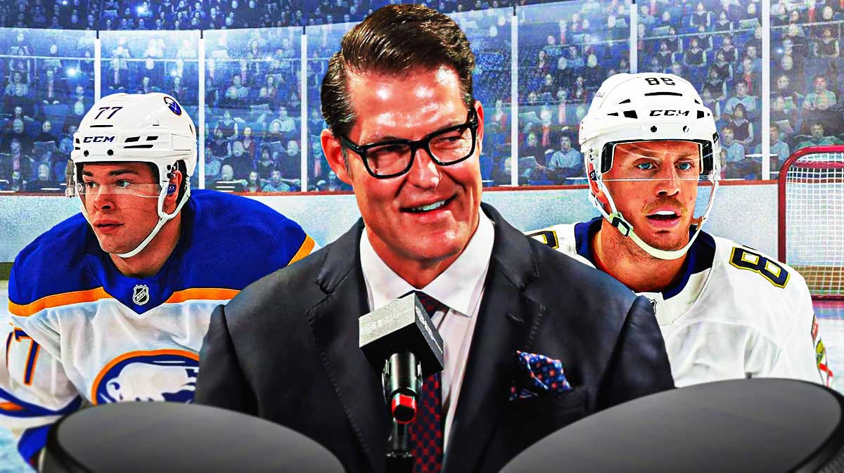 GM Bill Armstrong in the middle, JJ Peterka and Nate Schmidt on the outsides, Utah Mammoth offseason, Mammoth perfect offseason, nhl offseason
