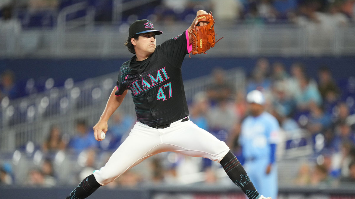 Miami Marlins pitcher Cal Quantrill (47) pitches in the second inning against the Kansas City Royals at loanDepot Park. 