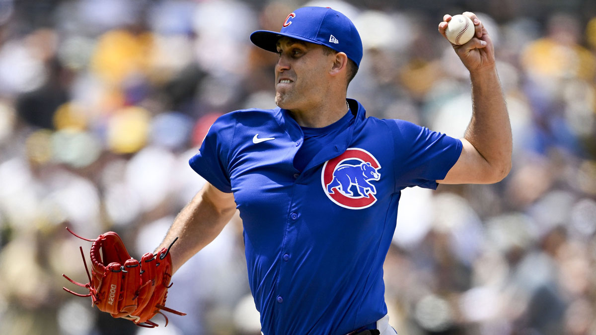 Apr 16, 2025; San Diego, California, USA; Chicago Cubs starting pitcher Matthew Boyd (16) delivers during the first inning against the San Diego Padres at Petco Park. Mandatory Credit: Denis Poroy-Imagn Images