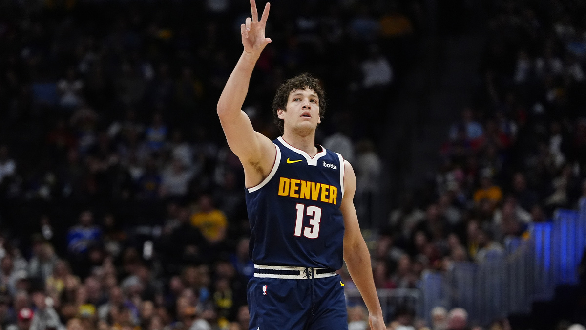 Denver Nuggets center PJ Hall (13) reacts after his three point basket in the fourth quarter against the Utah Jazz at Ball Arena.
