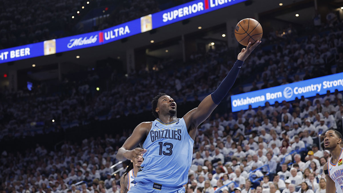 Memphis Grizzlies forward Jaren Jackson Jr. (13) shoots against the Oklahoma City Thunder during the second half at Paycom Center. Iisalo