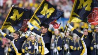 Michigan Wolverines band performs before the game against the Alabama Crimson Tide in the 2024 Rose Bowl college football playoff semifinal game at Rose Bowl.