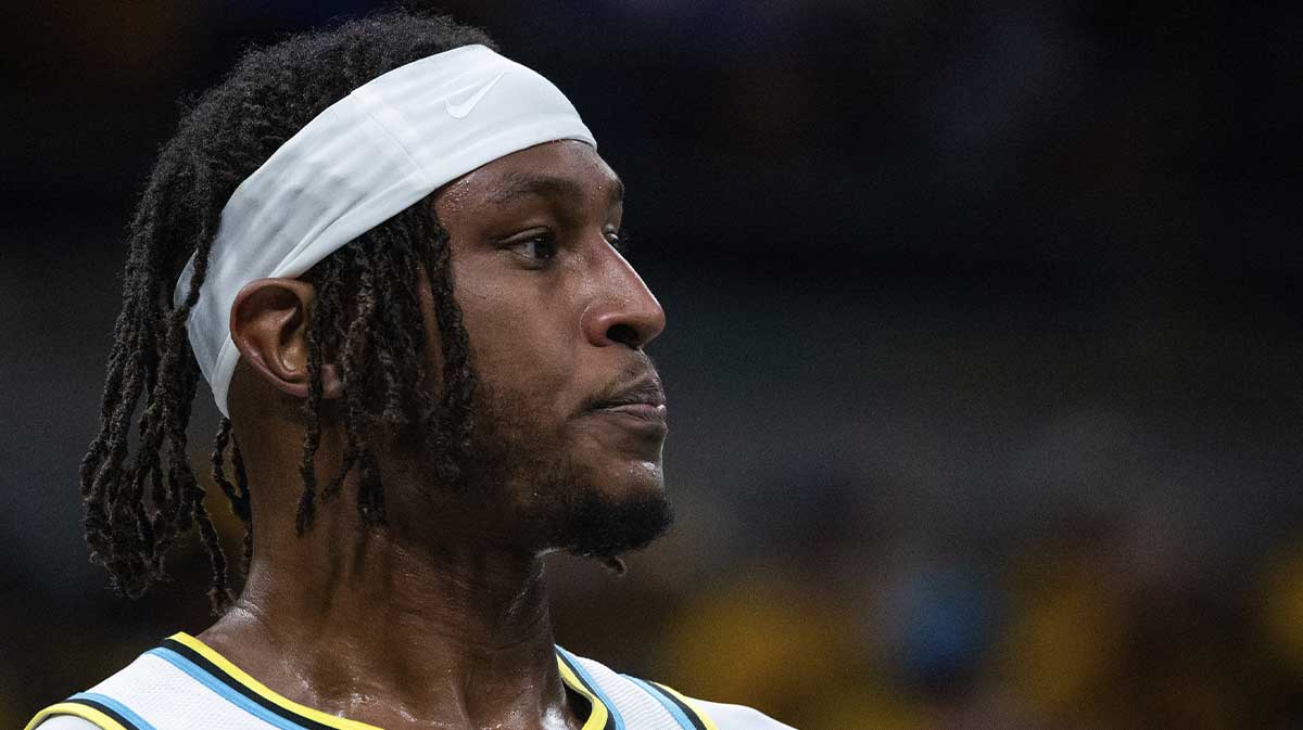 Indiana Pacers center Myles Turner (33) in the first half against the Milwaukee Bucks at Gainbridge Fieldhouse.