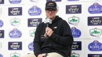 May 31, 2025; Lebanon, Tennessee, USA; NASCAR Xfinity series car owner Dale Earnhardt Jr. speaks to the media after the Tennessee Lottery 250 at Nashville Superspeedway. Mandatory Credit: Randy Sartin-Imagn Images