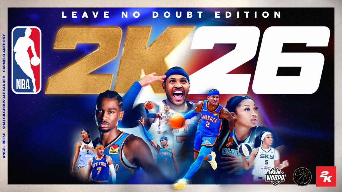 NBA 2K26 Leave No Doubt Edition Cover_Wide, Shai Gilgeous-Alexander, Carmelo Anthony, Angel Reese