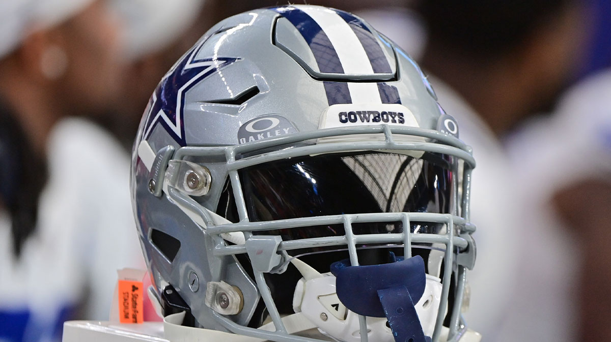 Detail view of a Dallas Cowboys helmet in the second half against the Arizona Cardinals at State Farm Stadium.