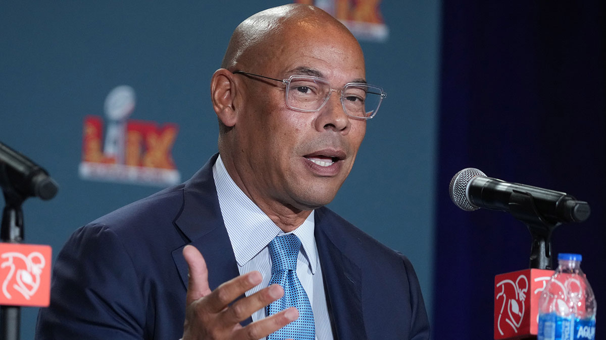 NFLPA executive director Lloyd Howell during the NFLPA press conference at the Super Bowl LIX media center at the Ernest N. Morial Convention Center.