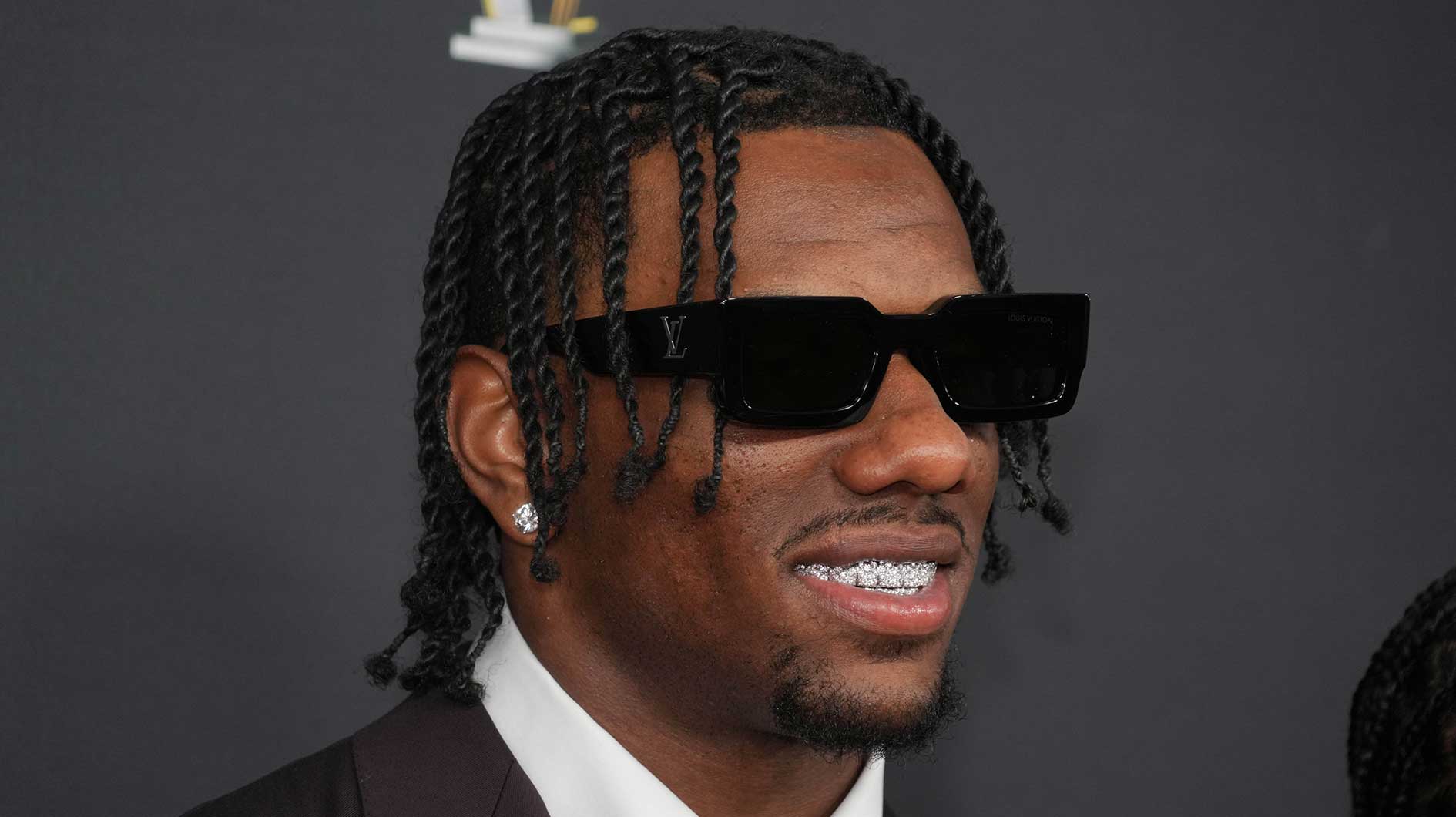Malik Nabers on the red carpet before Super Bowl LIX NFL Honors at Saenger Theatre.