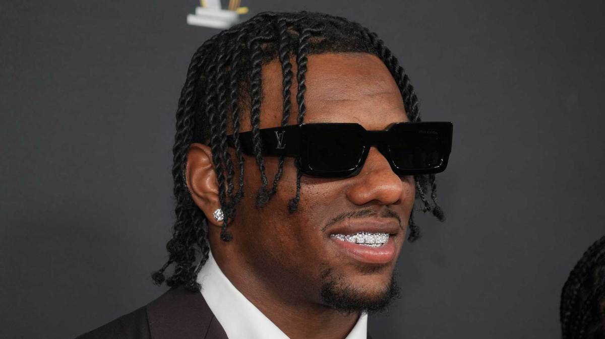 Malik Nabers on the red carpet before Super Bowl LIX NFL Honors at Saenger Theatre.