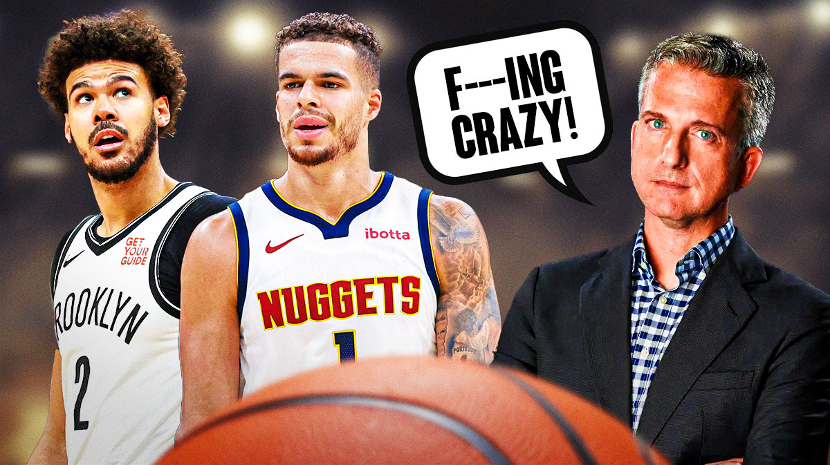 Bill Simmons on one side saying "F---ing crazy!" with Cam Johnson and Michael Porter Jr. on the other