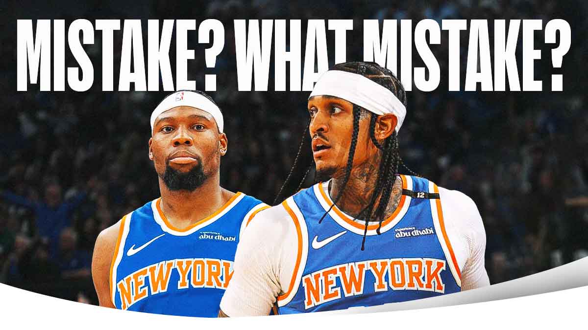 Guerschon Yabusele, Jordan Clarkson in Knicks uniforms, with caption below: MISTAKE? WHAT MISTAKE?