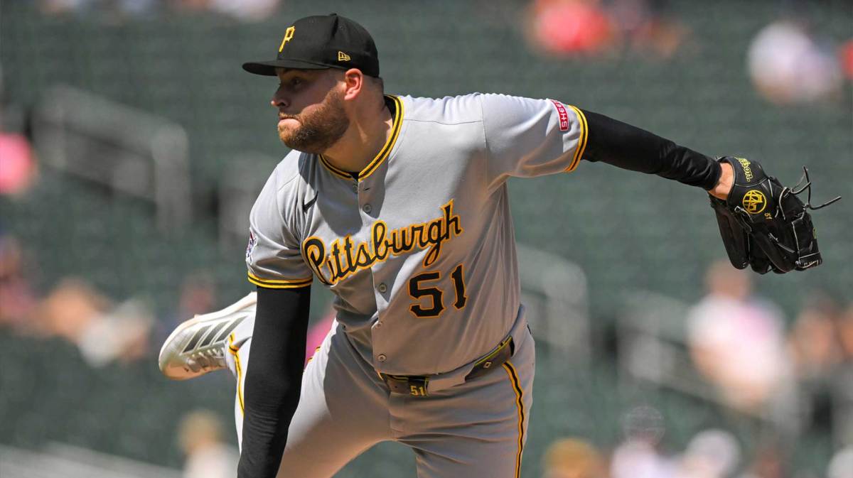 Pittsburgh Pirates relief pitcher David Bednar (51) delivers a pitch against the Minnesota Twins during the ninth inning at Target Field. Doval