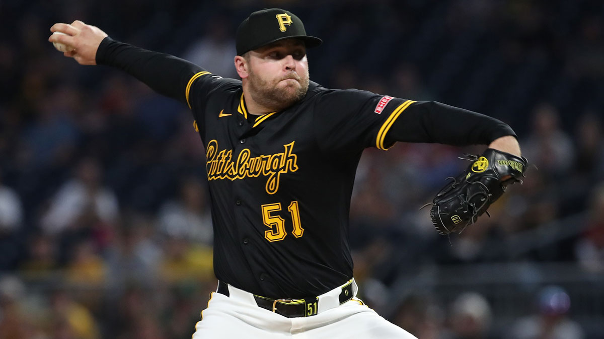 Pittsburgh Pirates relief pitcher David Bednar (51) pitches against the St. Louis Cardinals during the ninth inning at PNC Park.