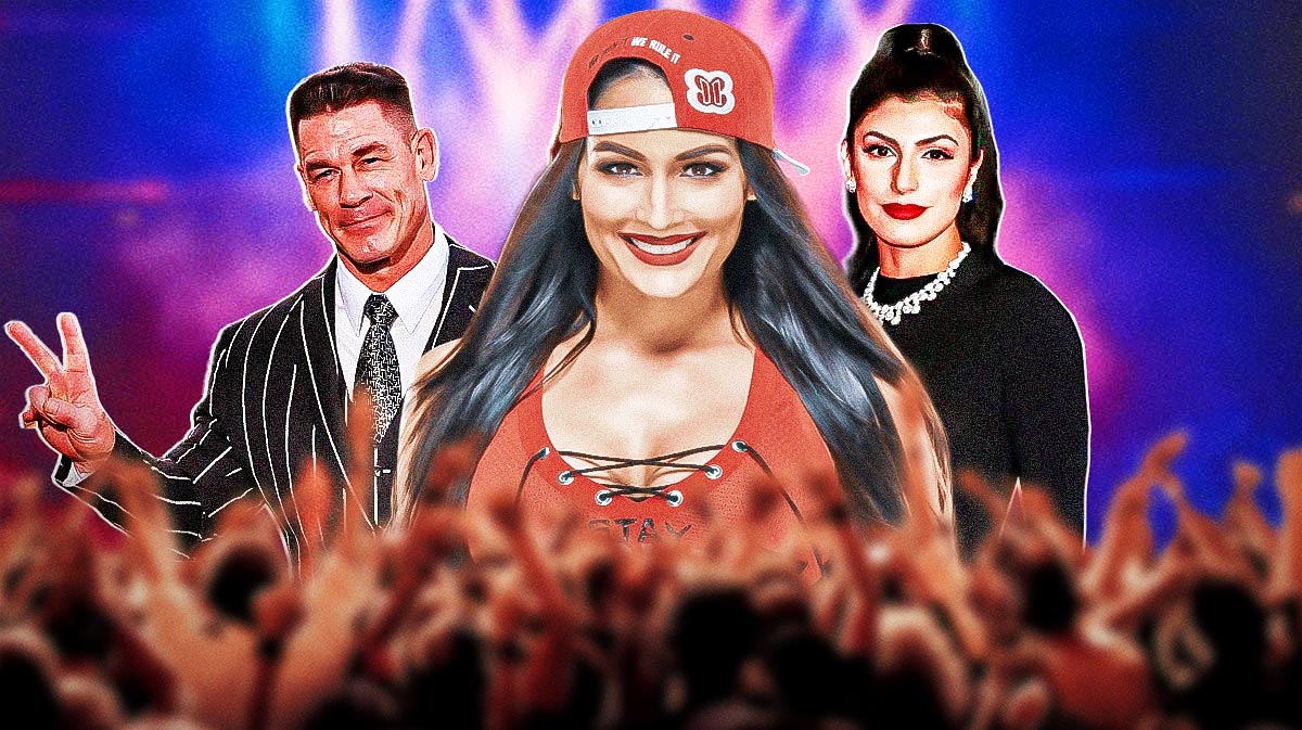 WWE star John Cena and his ex Nikki Bella alongside his wife, Shay Shariatzadeh.