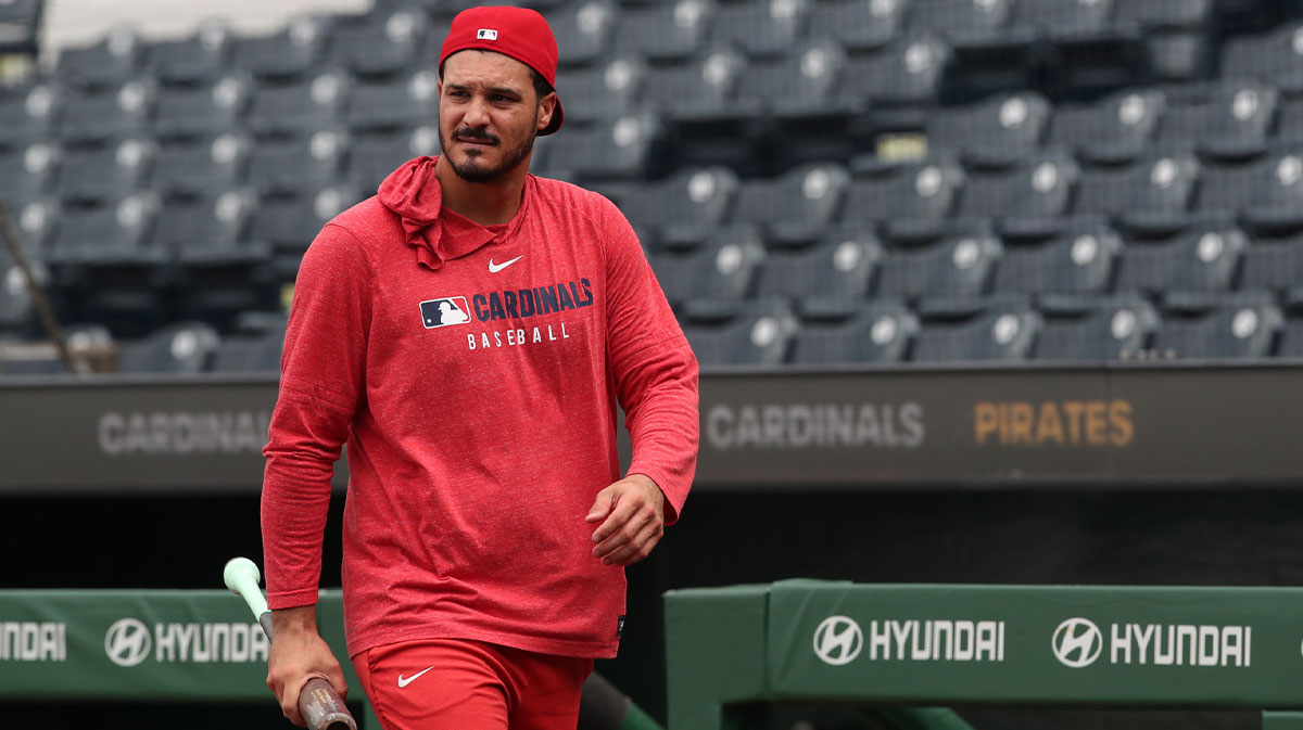 St. Louis Cardinals third baseman Nolan Arenado (28) looks on before the game against the Pittsburgh Pirates at PNC Park.