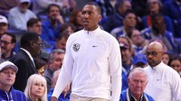 Memphis Tigers assistant coach Nolan Smith looks on against the Mississippi State Bulldogs during the first half at FedExForum.