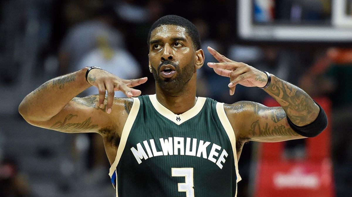 Milwaukee Bucks guard O.J. Mayo (3) reacts against the Atlanta Hawks during the second overtime at Philips Arena. The Bucks defeated the Hawks 117-109 in double overtime.