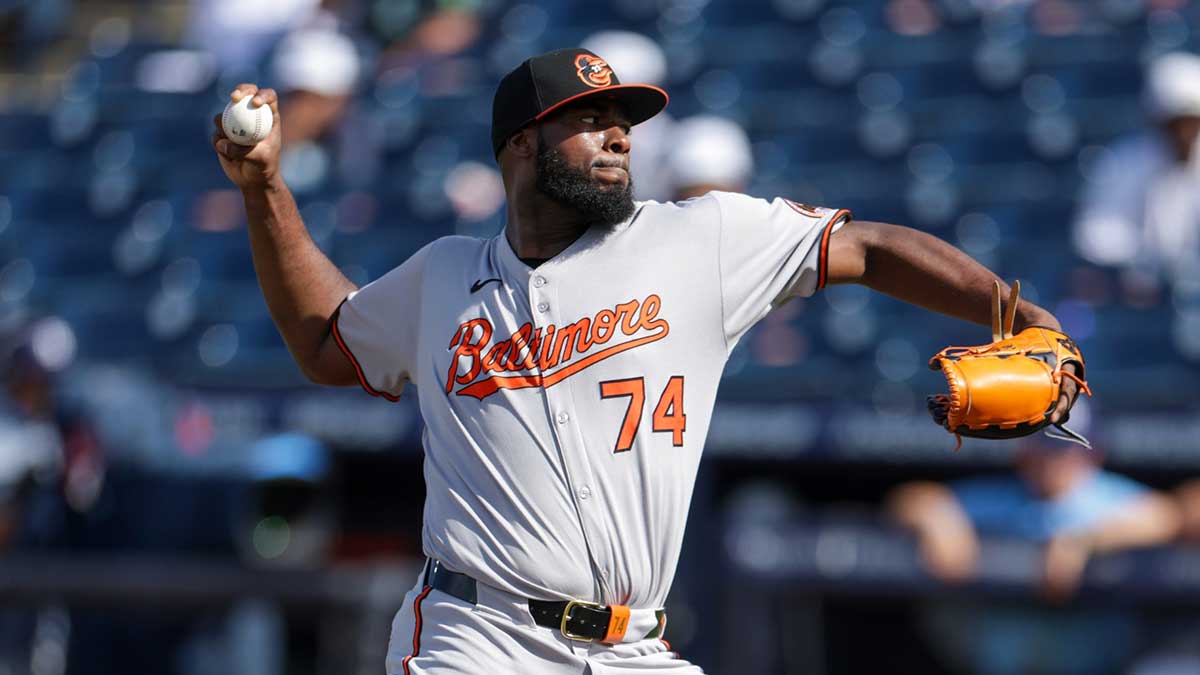 Baltimore Orioles pitcher Felix Bautista (74) throws a pitch against the Tampa Bay Rays in the ninth inning at George M. Steinbrenner Field. The Orioles have placed Felix Bautista in the IL ahead of the MLB Trade Deadline.