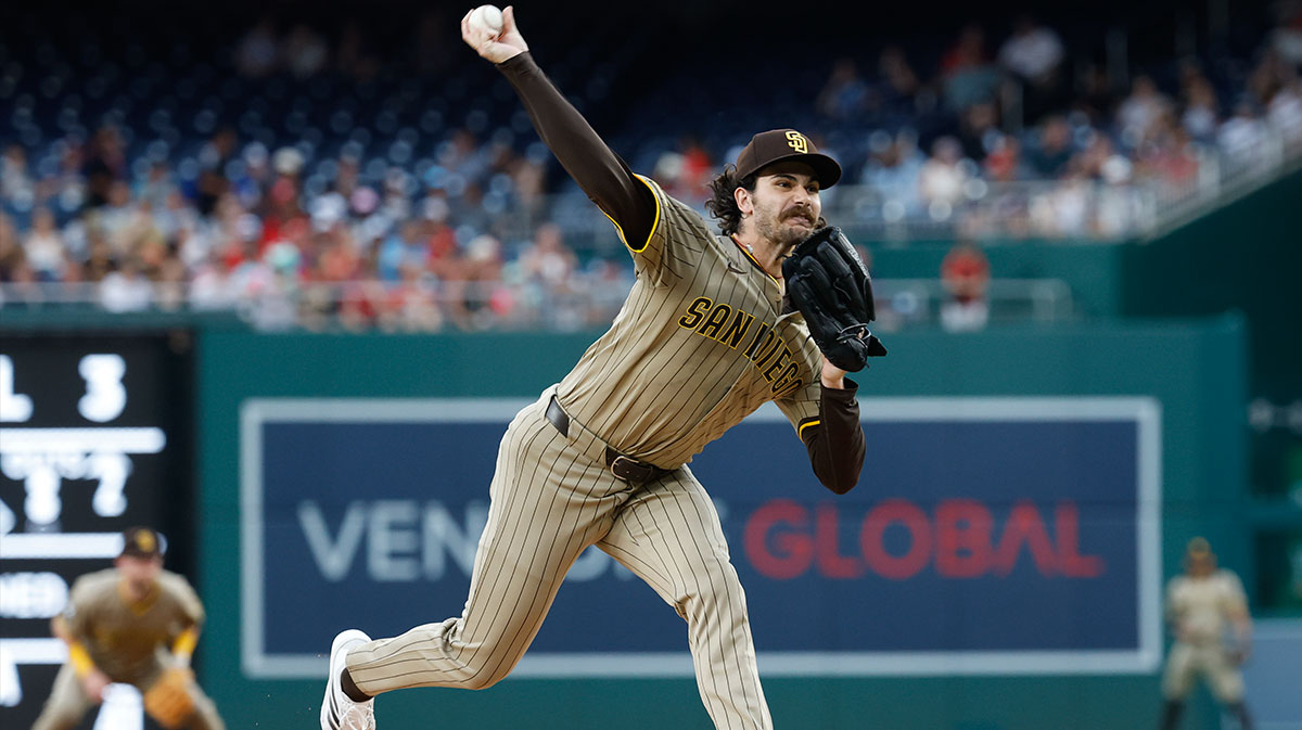 San Diego Padres starting pitcher Dylan Cease (84) pitches against the Washington Nationals during the first inning at Nationals Park.