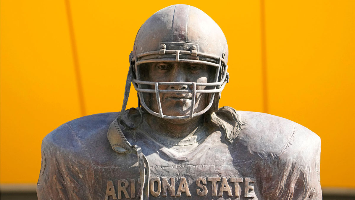 Pat Tillman statue at Mountain America Stadium in Tempe on Aug. 8, 2023.