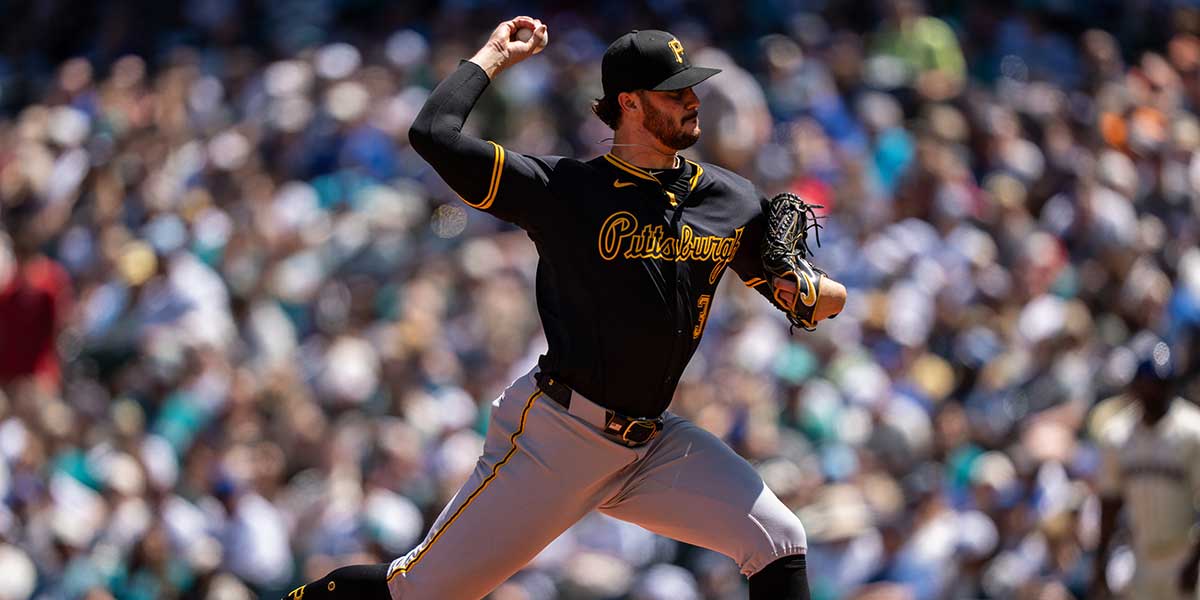 Jul 6, 2025; Seattle, Washington, USA; Pittsburgh Pirates starter Paul Skenes (30) delivers a pitch during the second inning against the Seattle Mariners at T-Mobile Park.