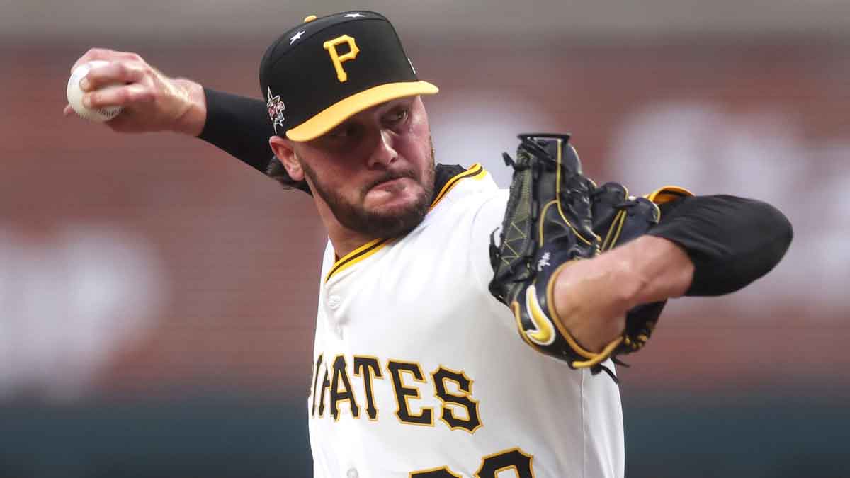 National League pitcher Paul Skenes (30) of the Pittsburgh Pirates pitches in the first inning against the American League during the 2025 MLB All Star Game at Truist Park.