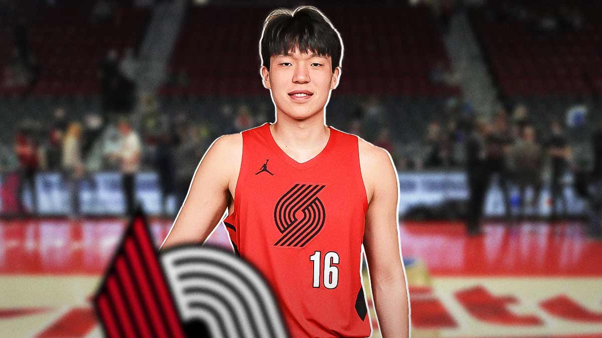 Yang Hansen in Blazers Uniform. Yang Hansen turned heads in the Summer League.