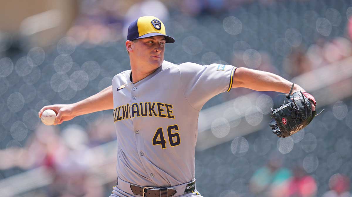 Milwaukee Brewers pitcher Quinn Priester (46) pitches against the Minnesota Twins in the first inning at Target Field.