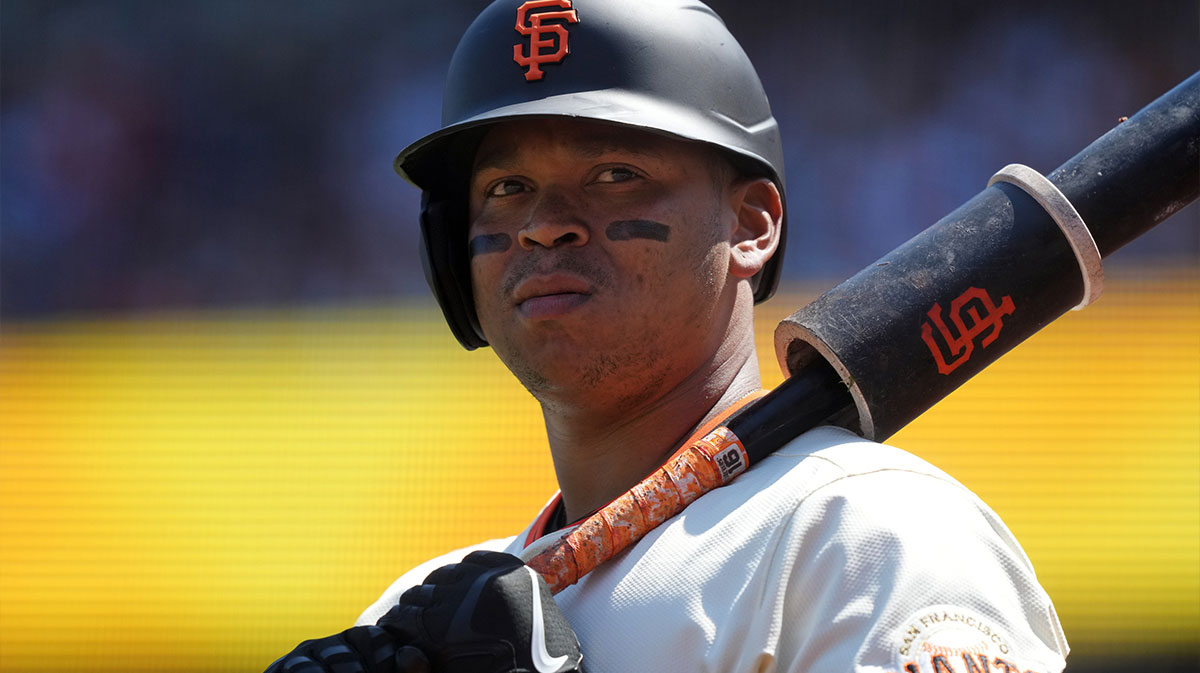 San Francisco Giants designated hitter Rafael Devers (16) during the eighth inning against the Los Angeles Dodgers at Oracle Park.