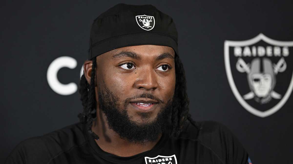 Las Vegas Raiders defensive tackle Adam Butler (69) during Las Vegas Raiders Minicamp at Intermountain Health Performance Center.