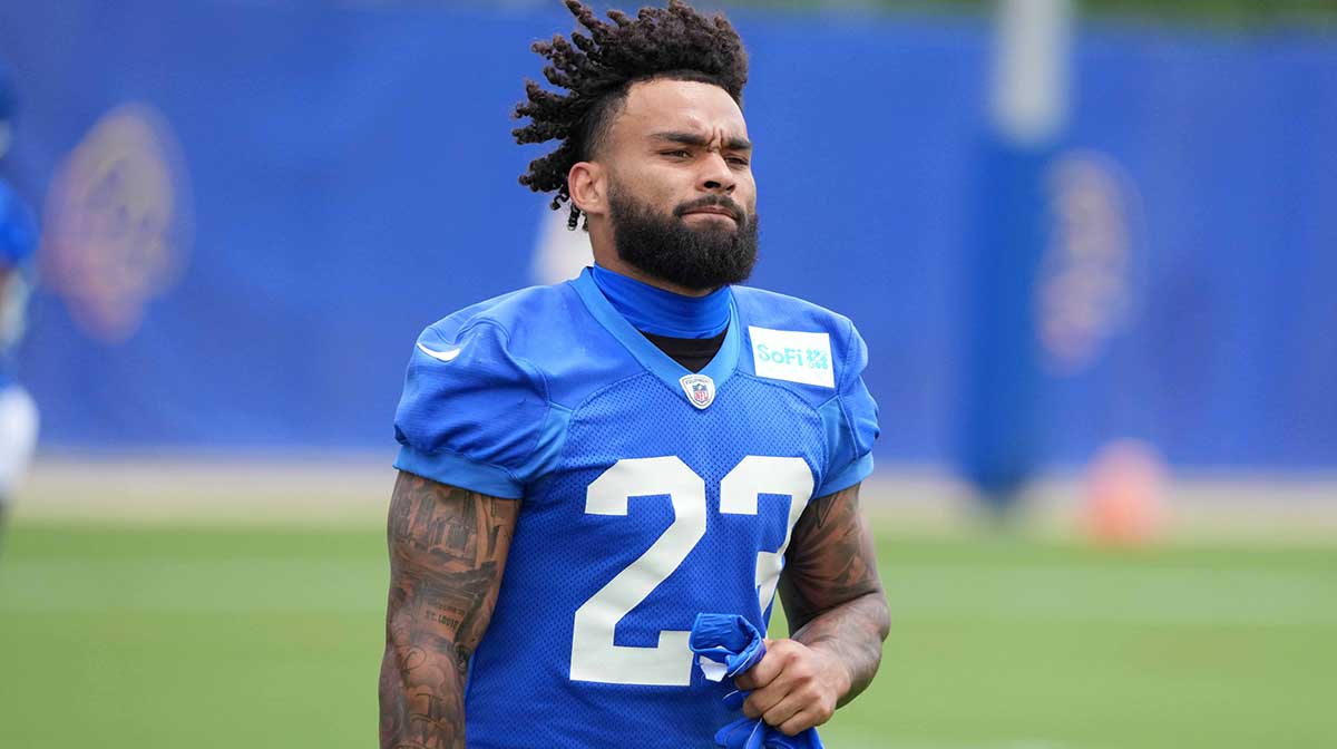 Los Angeles Rams running back Kyren Williams (23) during organized team activities at Rams Practice Facility