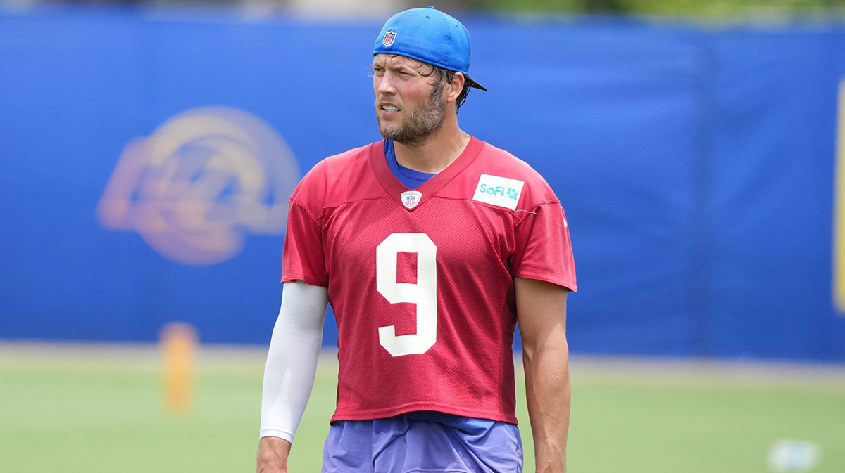 Los Angeles Rams quarterback Matthew Stafford (9) during organized team activities at Rams Practice Facility.