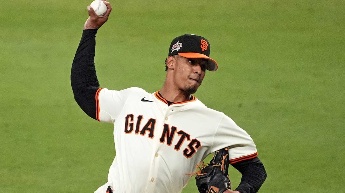 National League pitcher Randy Rodriguez (73) of the San Francisco Giants pitches during the seventh inning of the 2025 MLB All-Star Game at Truist Park.
