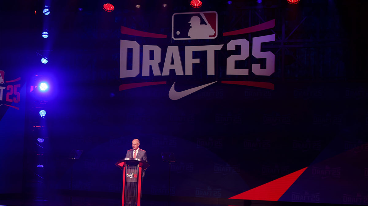 MLB Commissioner Rob Manfred opens the MLB Draft at The Coca-Cola Roxy.