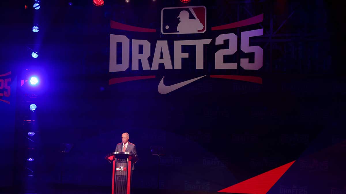 MLB Commissioner Rob Manfred opens the MLB Draft at The Coca-Cola Roxy.