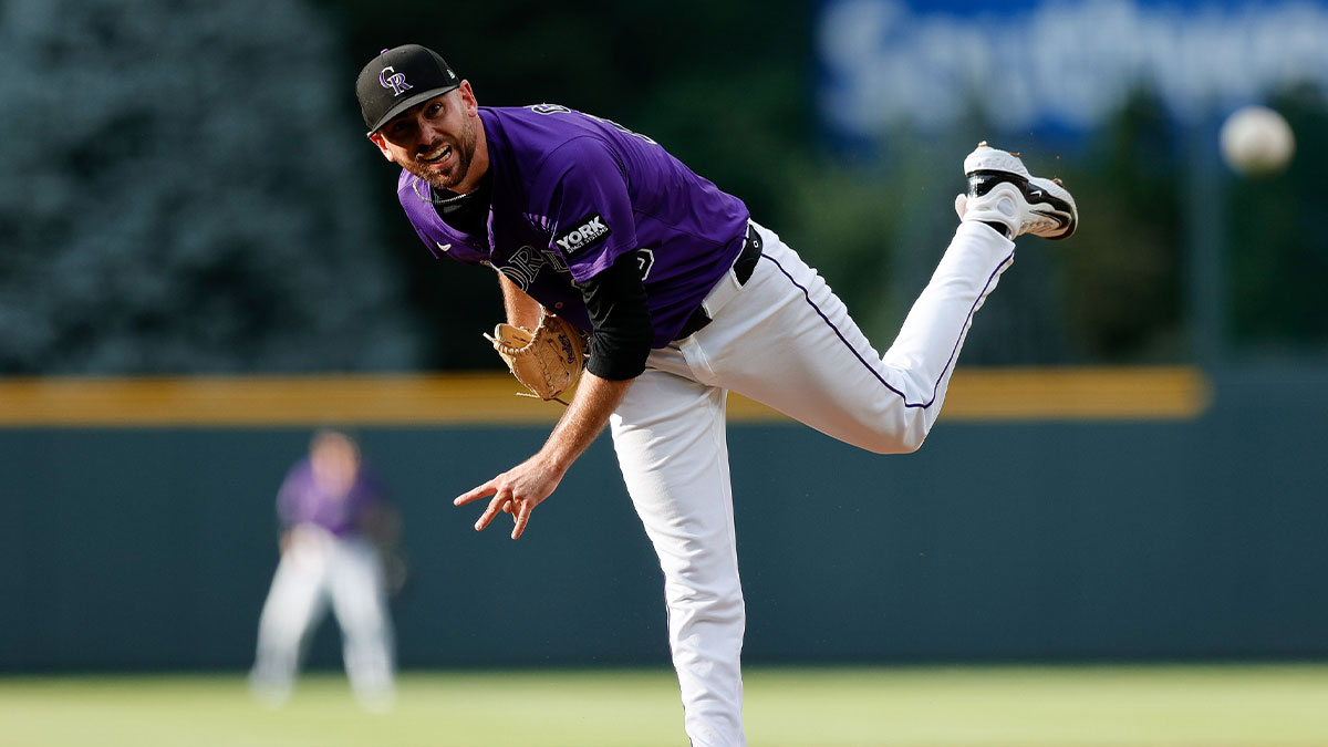 Colorado Rockies starting pitcher Austin Gomber (26) pitches in the first inning against the St. Louis Cardinals at Coors Field.