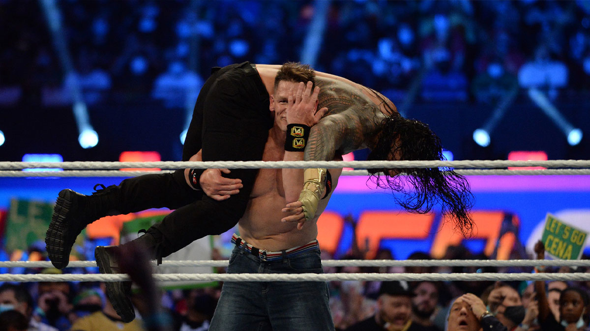 WWE stars Roman Reigns and John Cena, who is filming a new movie which may limit the days he works in July.