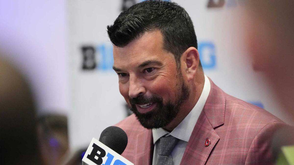 Ohio State head coach Ryan Day speaks to the media during the Big Ten NCAA college football media days at Mandalay Bay Resort.
