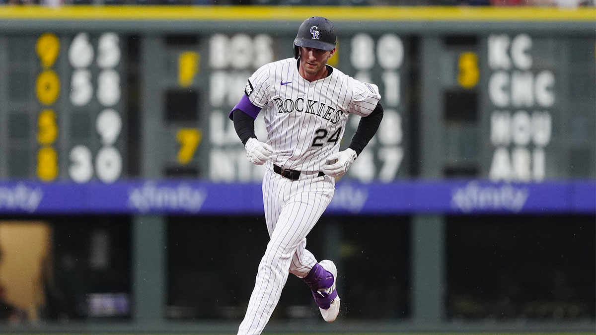 Colorado Rockies third baseman Ryan McMahon (24) runs off a three run home run in the fourth inning against the St. Louis Cardinals at Coors Field.