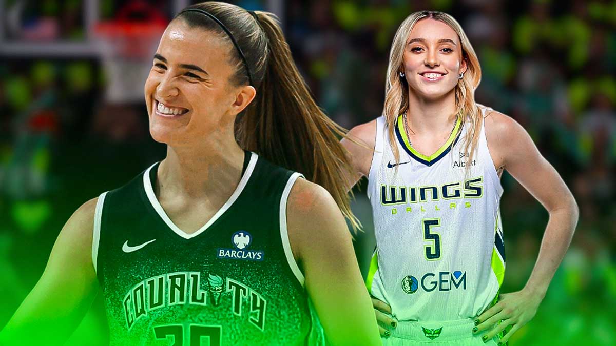 Liberty Sabrina Ionescu and Wings Paige Bueckers both smiling.