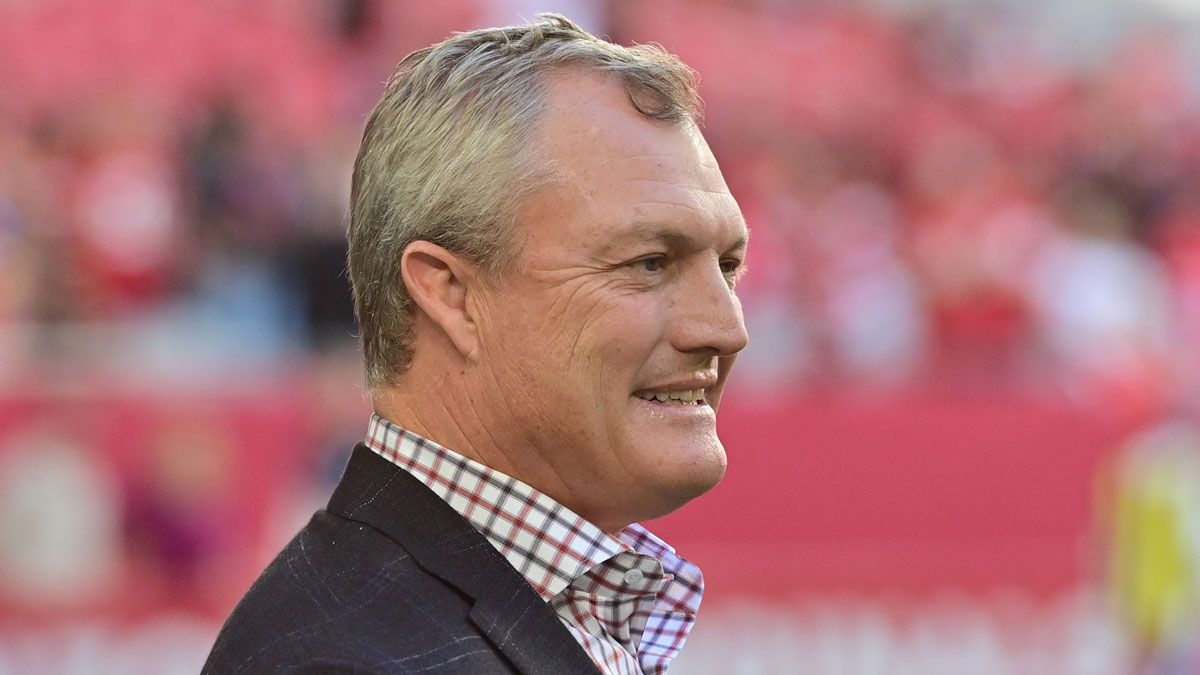 San Francisco 49ers general manager John Lynch looks on prior to the game against the Arizona Cardinals at State Farm Stadium.