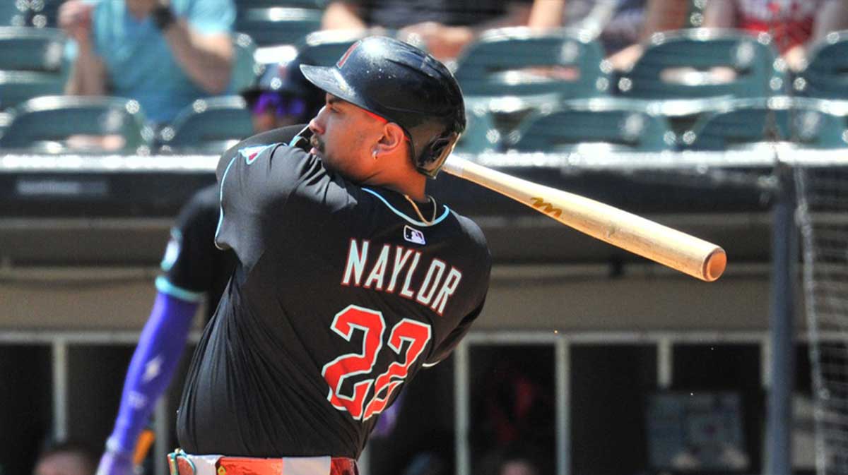 Arizona Diamondbacks first baseman Josh Naylor (22) hits a two-run home run during the first inning against the Chicago White Sox at Rate Field.