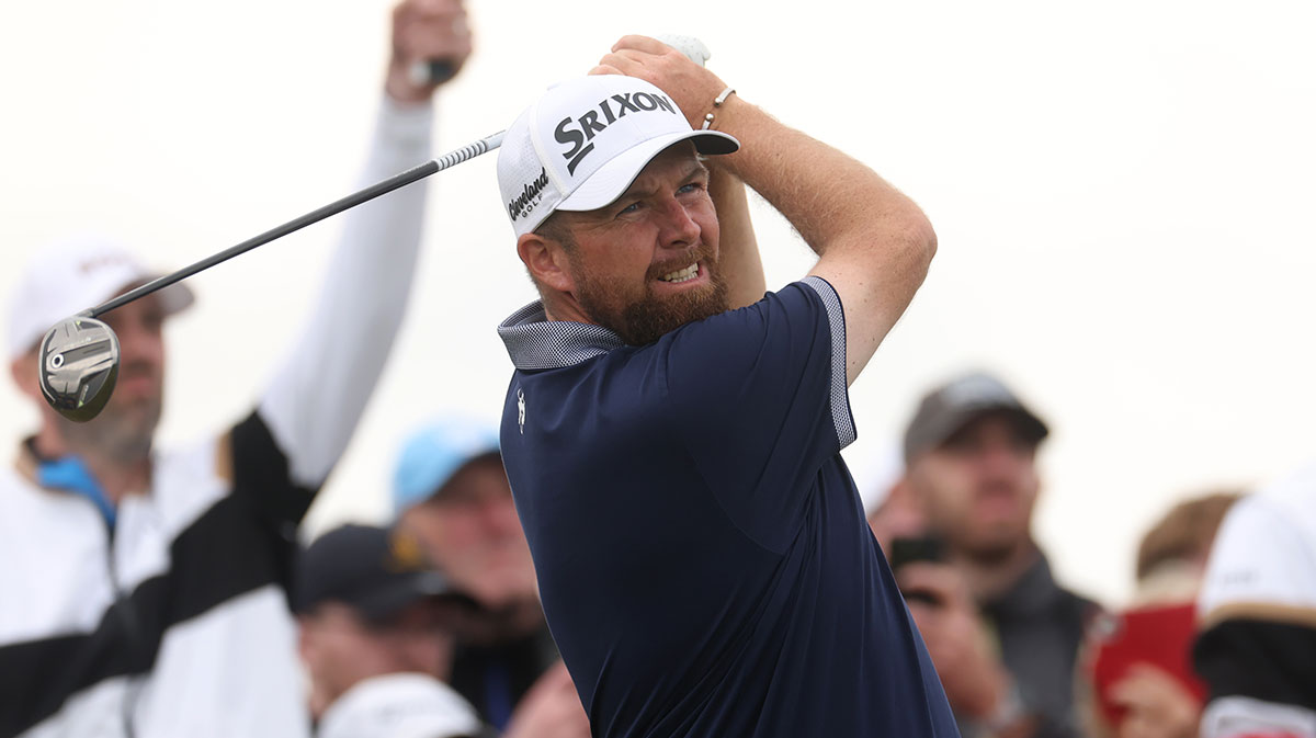 Shane Lowry drives on the 15th hole during the first round of The 153rd Open Championship golf tournament at Royal Portrush.