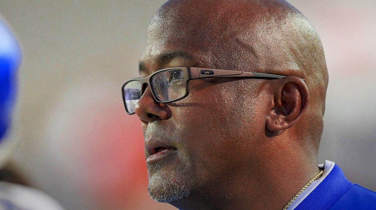 Fort Valley State Wildcats head coach Shawn Gibbs coaches against Tuskegee University during the Red Tails Classic