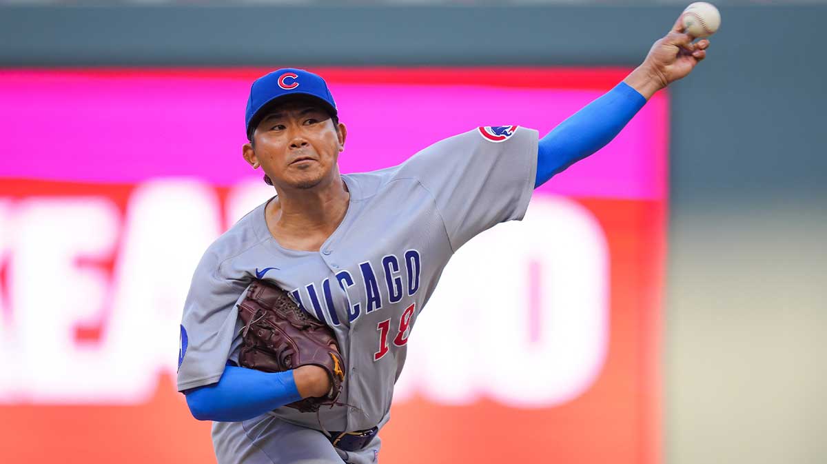 Chicago Cubs pitcher Shota Imanaga (18) pitches against the Minnesota Twins in the fifth inning at Target Field.