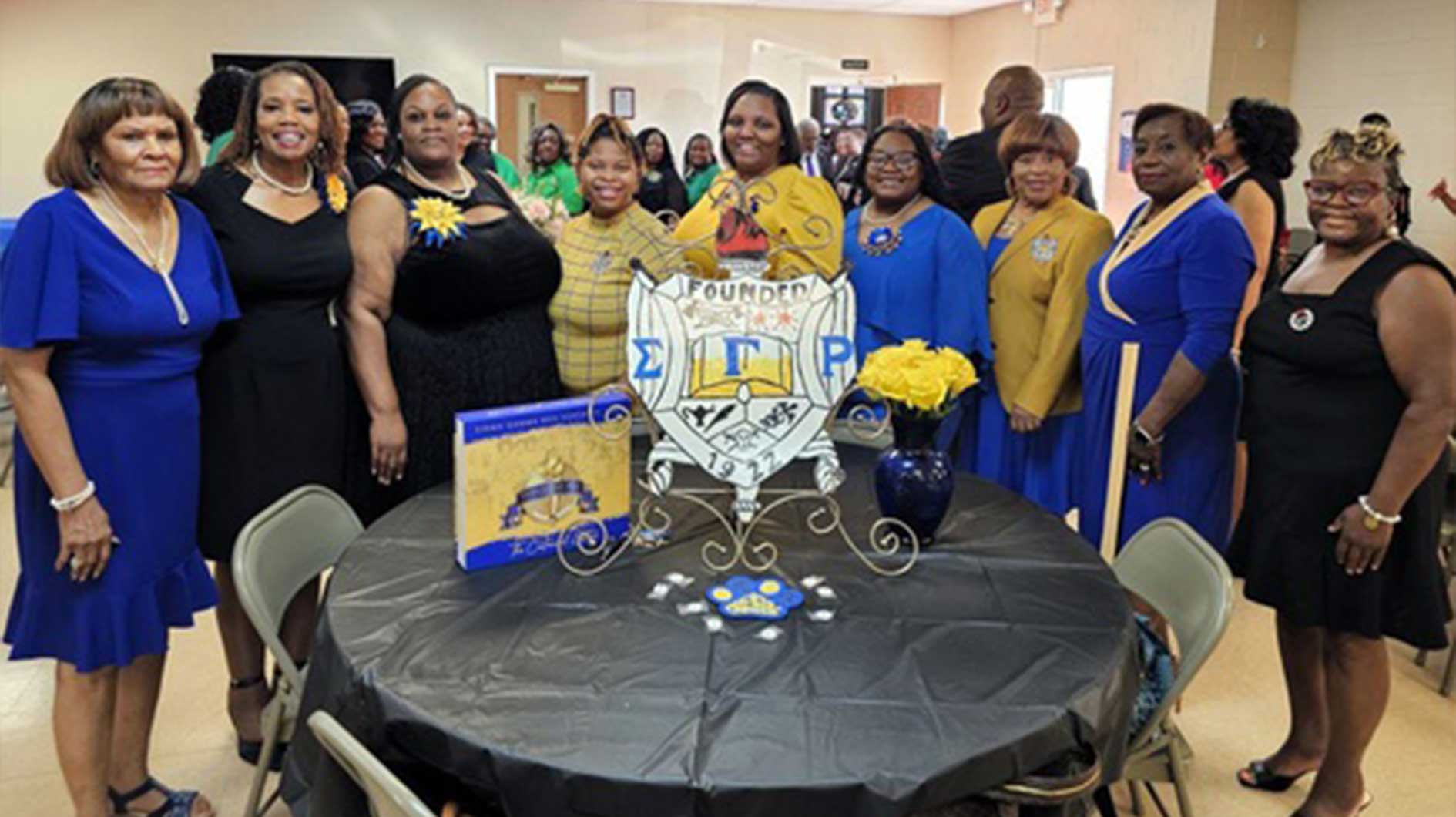 Members of the Sigma Gamma Rho Sorority, Inc. posed for a photo during a chartering ceremony reception hosted by the Jackson (TN) Greek Alumni Council on August 25 at Mother Liberty CME Church.