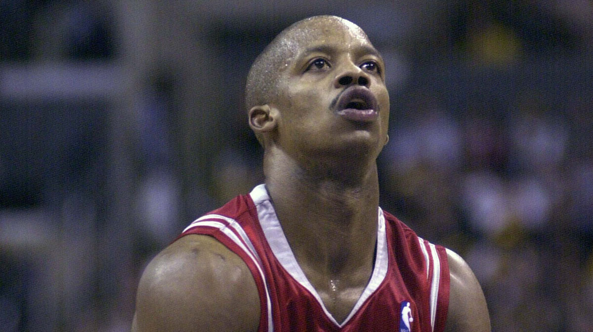 Houston Rockets guard Steve Francis shoots a free throw against the Los Angeles Lakers at the Staples Center. The Rockets defeated the Lakers 99-87.