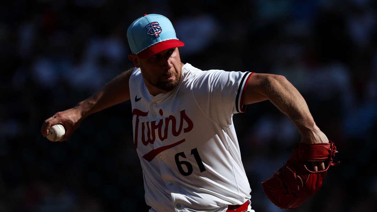 Minnesota Twins pitcher Brock Stewart (61) delivers a pitch against the Tampa Bay Rays during the seventh inning at Target Field.