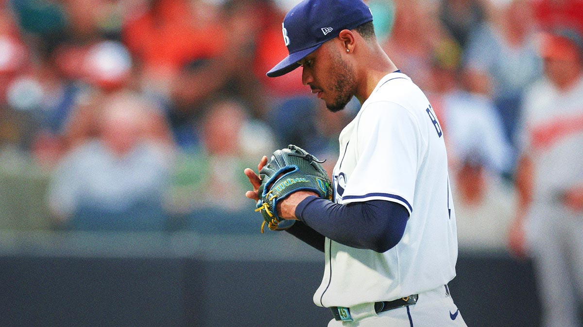 Tampa Bay Rays starting pitcher Taj Bradley (45) leave the game against the Baltimore Orioles in the second inning at George M. Steinbrenner Field.